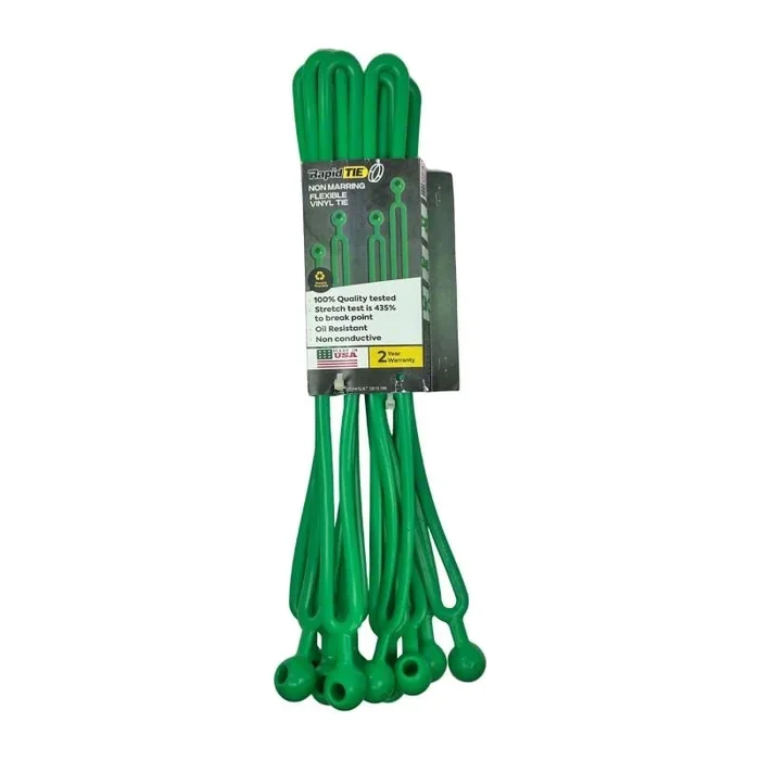 Rapid Tie 16-Inch Non-Marring Adjustable Extendable Strap; 10-Pack; Green