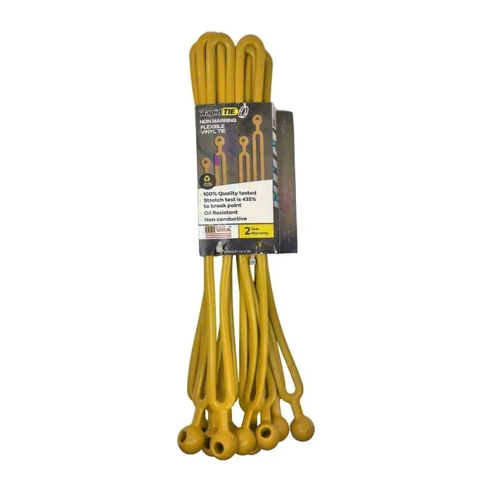 Rapid Tie 16-Inch Non-Marring Adjustable Extendable Strap; 10-Pack; Yellow