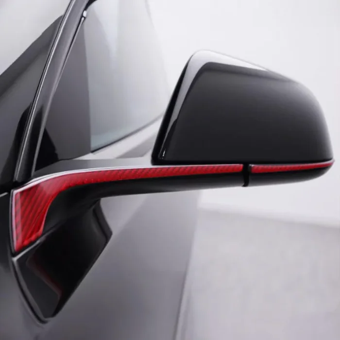 Real Carbon Fiber Mirror Cap Trim for Tesla Model 3 & Model Y (Highland & Juniper Compatible) – Black / Red / White Options