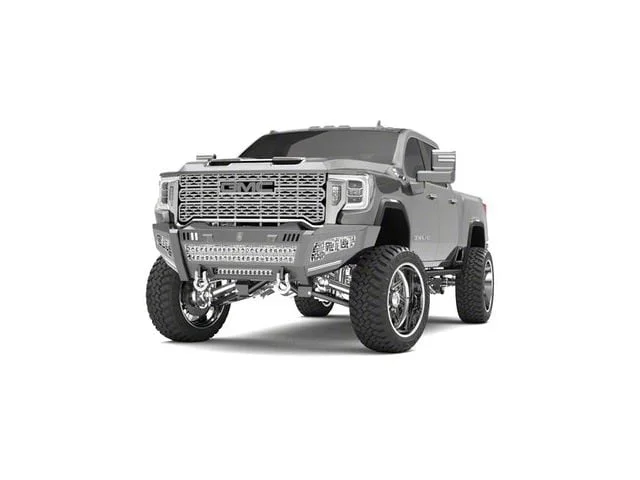 Road Armor iDentity iD Mesh Front Bumper with Shackles, Double Cube Light Pods; Raw Steel (20-23 Sierra 3500 HD)Find parts that fit my vehicle