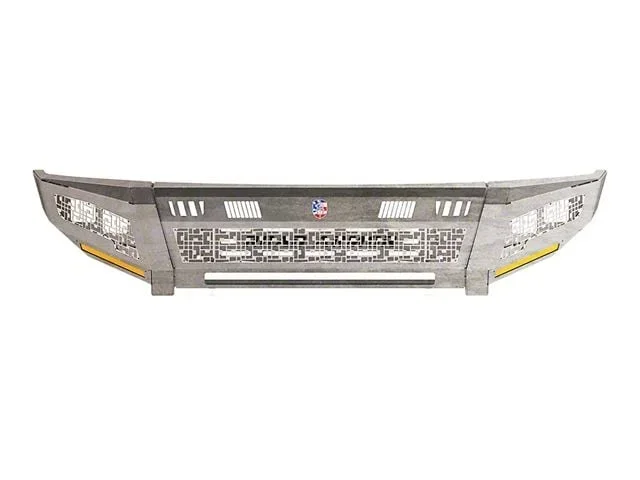 Road Armor iDentity iD Mesh Front Bumper with Smooth Center Section, Standard End Pods, X2 Cube Light Pods and Accent Lights; Raw Steel (15-19 Sierra 3500 HD)Find parts that fit my vehicle