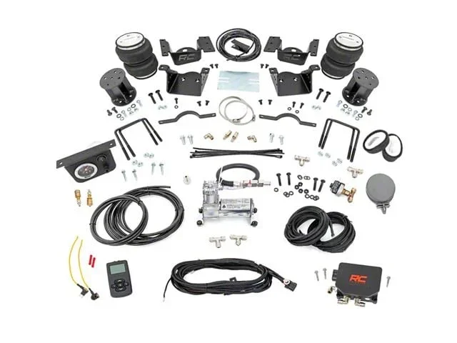 Rough Country Rear Air Spring Kit with OnBoard Air Compressor and Wireless Remote for 0 to 7.50-Inch Lift; 10-1/4 to 11-1/4-Inch Range (11-19 Sierra 3500 HD)Find parts that fit my vehicle