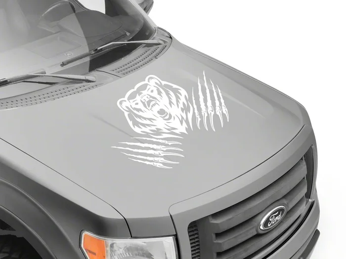 SEC10 Bear Claw Hood Decal; White (Universal; Some Adaptation May Be Required)