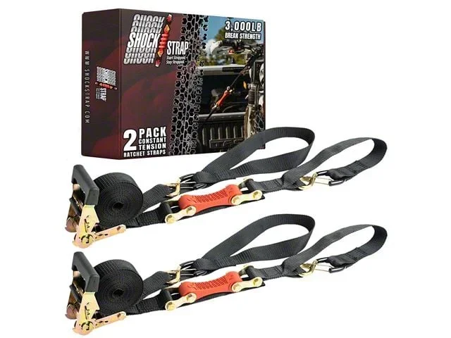 ShockStrap 1.50-Inch x 7-Foot Constant Tension Ratcheting Tie Down Straps; 3,000 lb.; 2-Pack