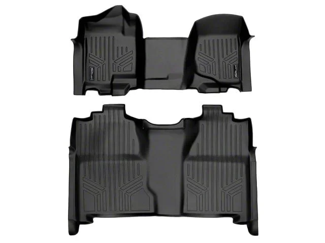 SmartLiner Smart Coverage Custom Fit Front Over the Hump and Rear Floor Liners; Black (07-14 Sierra 3500 HD Crew Cab w/ Front Bench Seats & w/o Floor Shifter & Vinyl Flooring)Find parts that fit my vehicle