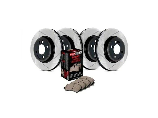 StopTech Sport Axle Slotted 8-Lug Brake Rotor and Pad Kit; Front and Rear (12-15 Sierra 3500 HD DRW)Find parts that fit my vehicle