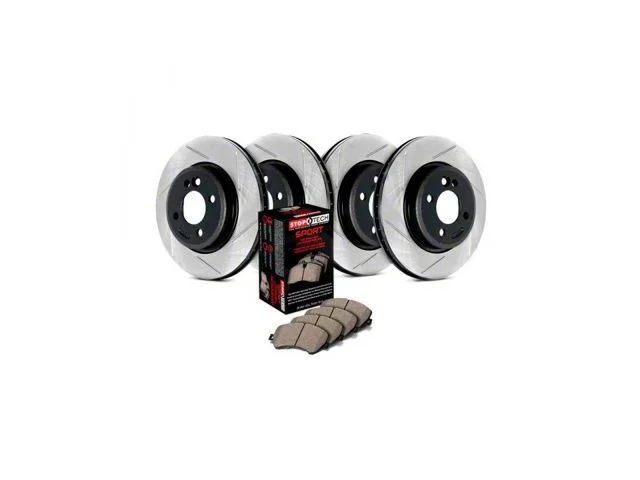 StopTech Sport Axle Slotted 8-Lug Brake Rotor and Pad Kit; Front and Rear (16-19 Sierra 3500 HD SRW)Find parts that fit my vehicle