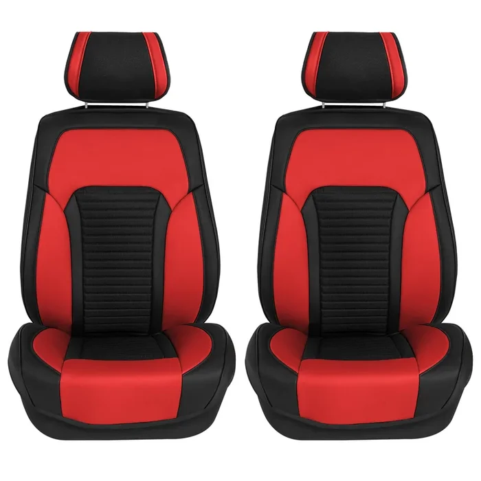 Tour19 Faux Leather 3D Mesh Seat Cushions – Front Set Red