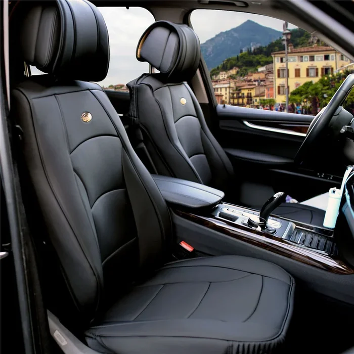 Ultra Comfort Deluxe Leatherette Seat Cushions – Front Set Black
