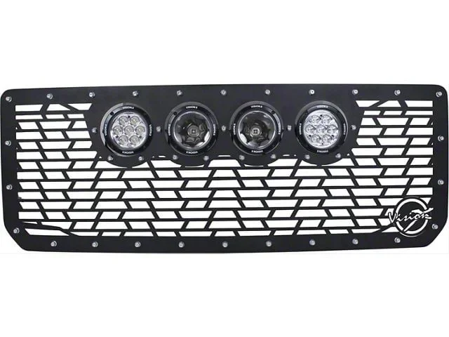 Vision X Upper Replacement Grille with 4.50-Inch CG2 Cannon LED Lights; Satin Black (15-19 Sierra 3500 HD)Find parts that fit my vehicle