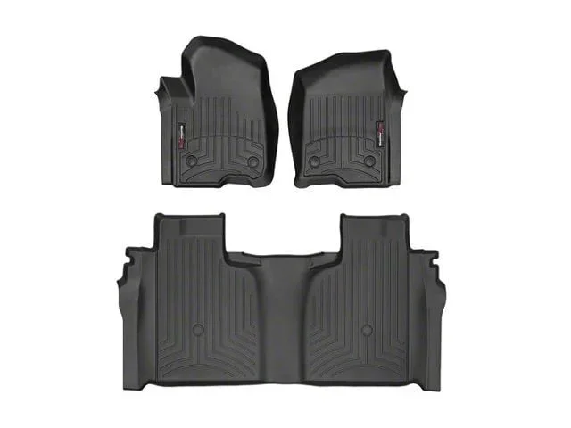Weathertech DigitalFit Front and Rear Floor Liners; Black (20-26 Sierra 3500 HD Crew Cab w/ Front Bench Seat & Rear Underseat Storage)Find parts that fit my vehicle