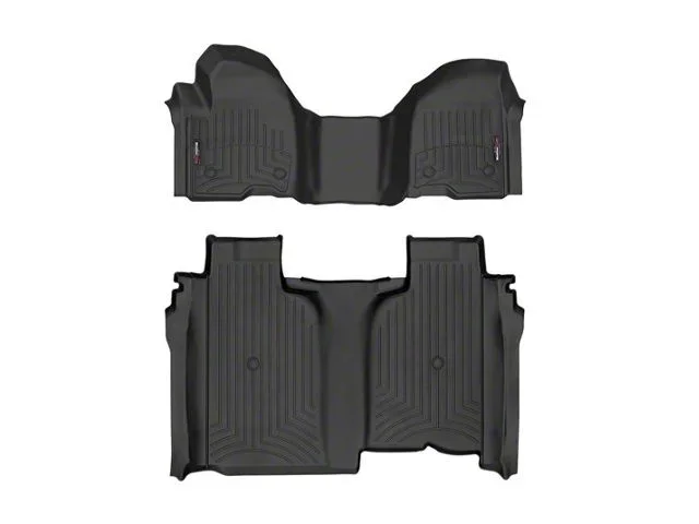 Weathertech DigitalFit Front Over the Hump and Rear Floor Liners; Black (20-26 Sierra 3500 HD Crew Cab w/ Front Bench Seat & w/o Rear Underseat Storage)Find parts that fit my vehicle