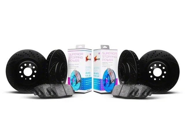 Xbrakes Xi Series 8-Lug Brake Rotor and Pad Kit; Front and Rear; Black (07-10 Sierra 3500 HD SRW)Find parts that fit my vehicle